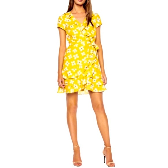 Host Pick 🎉 NWT* Bardot Yellow Floral Marigold Dress $134* Size XS - Picture 6 of 7